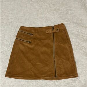 NWOT GB Girls Tan Mini Skirt with Zipper Details